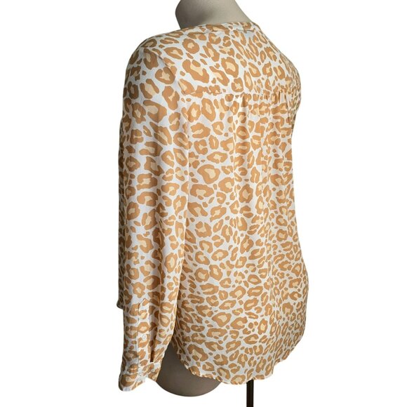 Torrid Womens Leopard Print Blouse Size 1 Tan & White V-Neck Long Sleeve JJ3876 - Picture 10 of 10